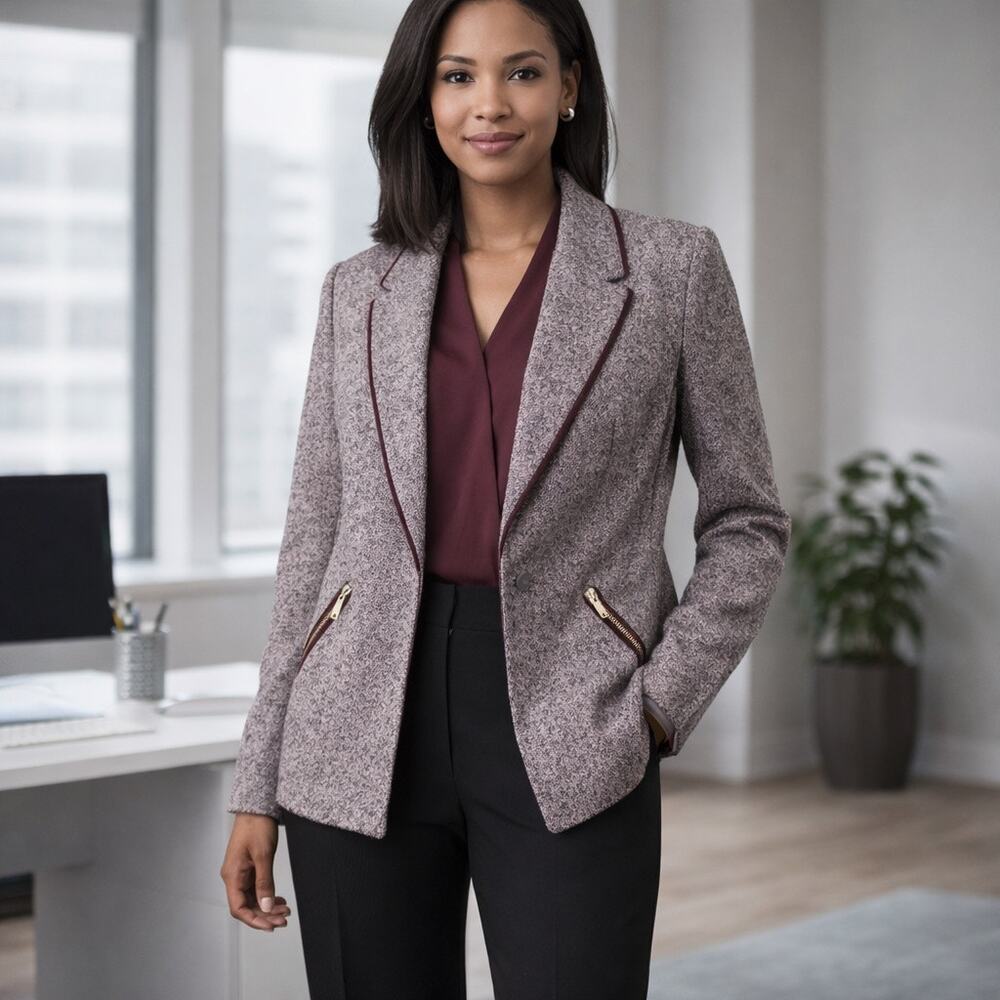 NEW John Meyer Women’s Purple Tweed Career Blazer Size 10 Tailored Work Jacket